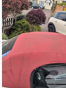 Convertible soft top before cleaning